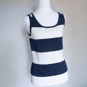 INC International Concepts Navy and White Striped Tank Top